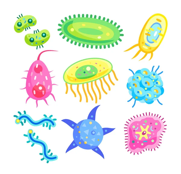 Bacteriën Micro wezens instellen vectorillustratie — Stockvector