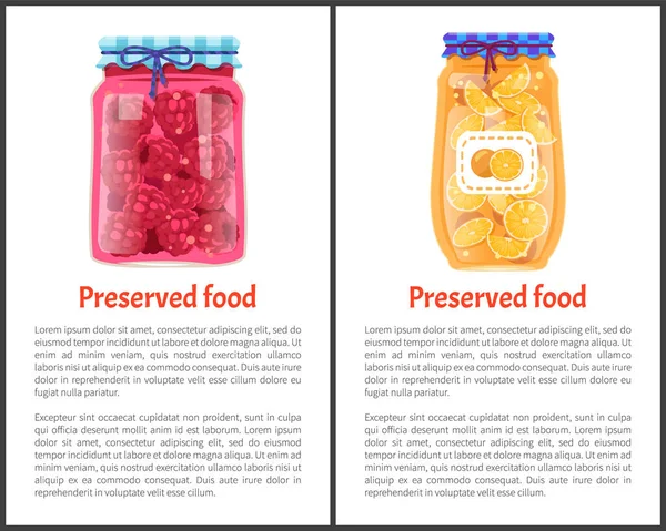 Διατηρημένα φρούτα σε γυάλινα βάζα σετ διάνυσμα εικονίδιο — Διανυσματικό Αρχείο