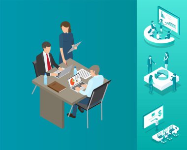 Blockchain patron ve Sekreter vektör çizim