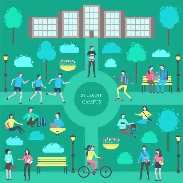 Student Campus tieners Poster vectorillustratie — Stockvector