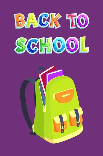 Volver a la mochila escolar en sujetador con bolsillos — Vector de stock