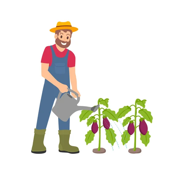 Agriculture Homme avec arrosoir Illustration vectorielle — Image vectorielle