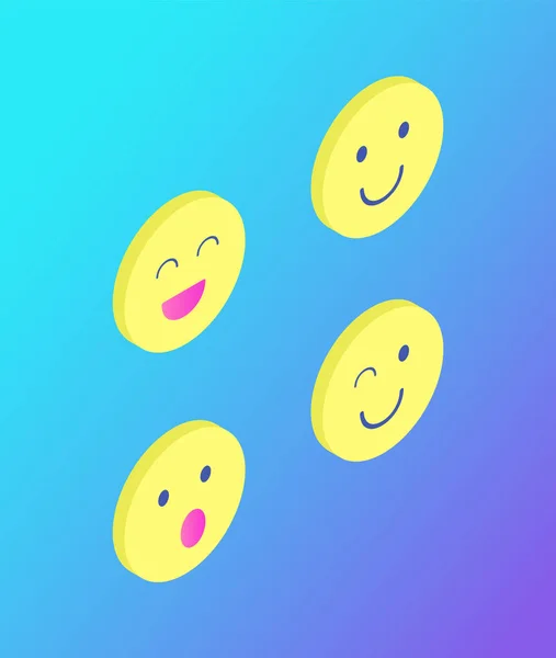 Emoji emotikony tvář výrazy ikony množin vektor — Stockový vektor