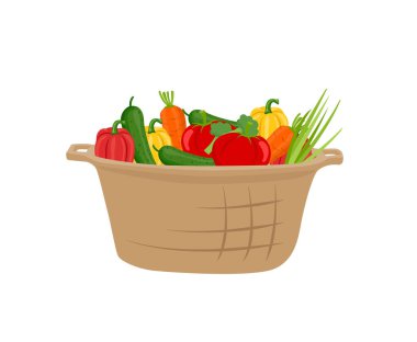 Sebze vektör simge karikatür tarzı sepet