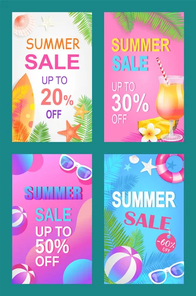 Summer Sale Save Money Set Vector Illustration — Stock Vector