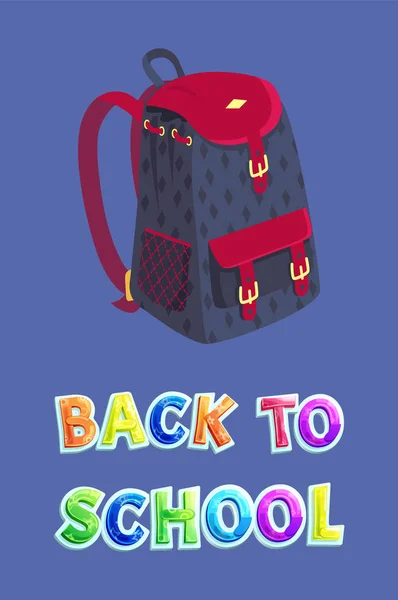 Zpět do školní batoh pro školáky Promo plakát — Stockový vektor