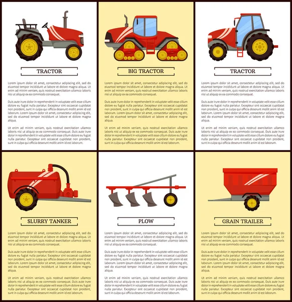 农业机械套装, 卡通向量横幅 — 图库矢量图片