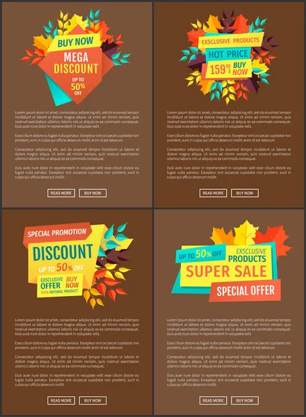 Mega Discount Acheter maintenant Set Illustration vectorielle — Image vectorielle