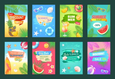 Yaz Satılık en iyi indirim Set vektör çizim
