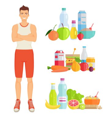 Adam ve sağlıklı yaşam vektör çizim