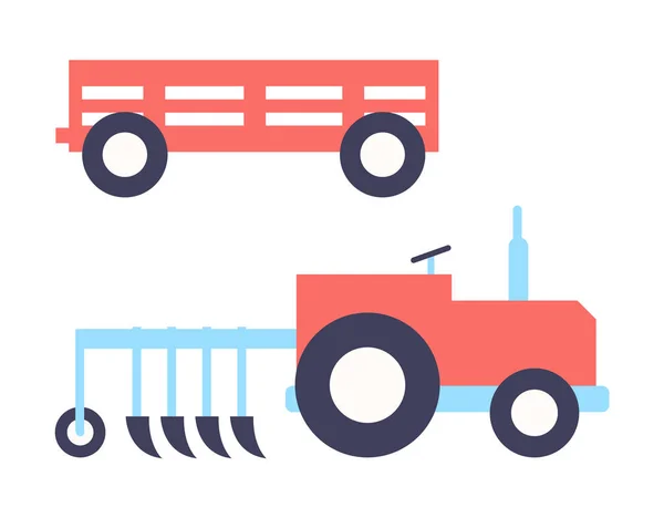 Juego de tractores Agrimotor Plough Ilustración vectorial — Vector de stock