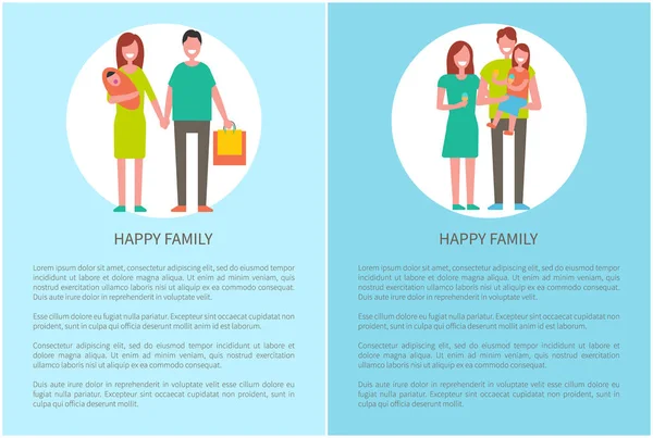 Šťastná rodina dělá nakupování vektorové rodiče a dívka — Stockový vektor