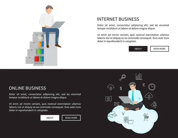 Online e Internet Business Vector Ilustração — Vetor de Stock