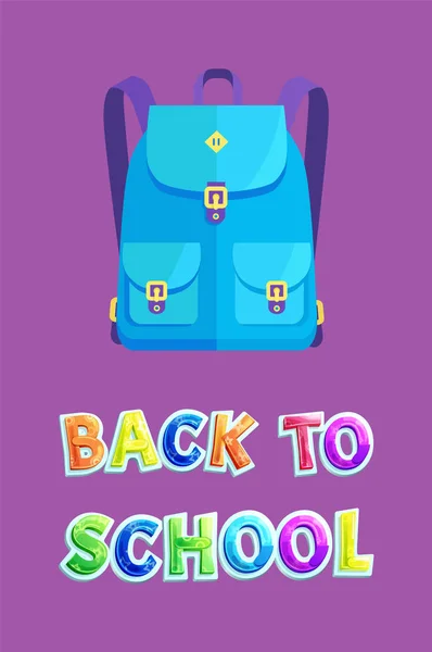 Affiche de retour à l'école avec sac à dos à la mode — Image vectorielle