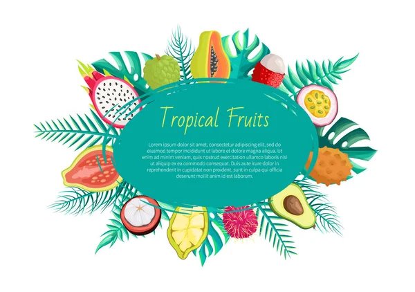 Banner de frutas tropicales con comida exótica Jackfruit — Vector de stock