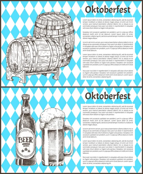 Oktoberfest bier objecten instellen Hand getrokken pictogrammen — Stockvector