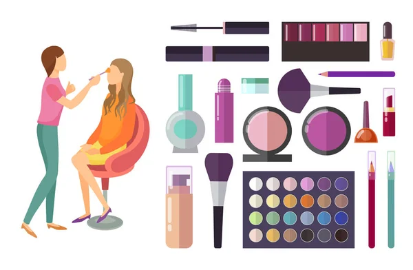 Visage und Make-up machen Schönheitskosmetik Vektor — Stockvektor