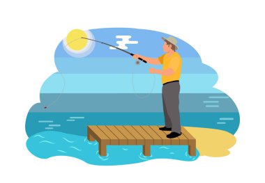 Balık adam Shore vektör çizim üzerinde yakalamak