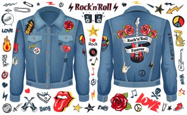 Rock and Roll Forever Denim Jacket Color Concept clipart