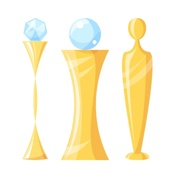 Award and Trophy with Crystal Vector Illustration — Stock Vector