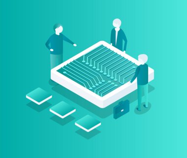 İnsanlar vektör çizim Blockchain toplantısı