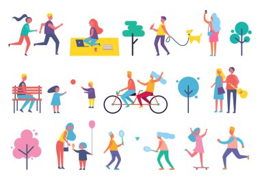 Scooter üzerinde buz pateni kişi vektör çizim ayarla