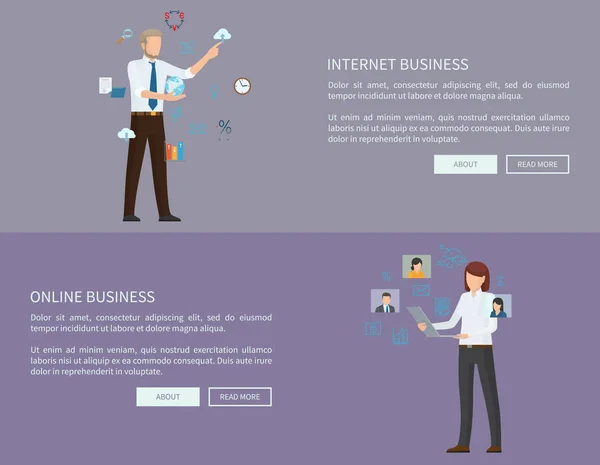 Internet Online Business Web Vector Ilustração —  Vetores de Stock