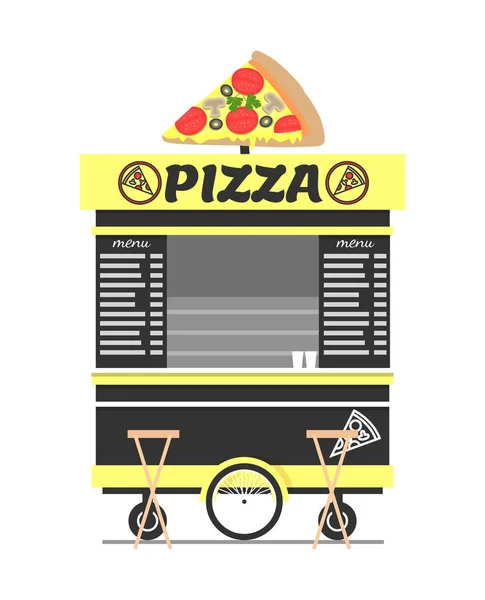 Carro de pizza Street Food Shop Vector Illustration — Vector de stock