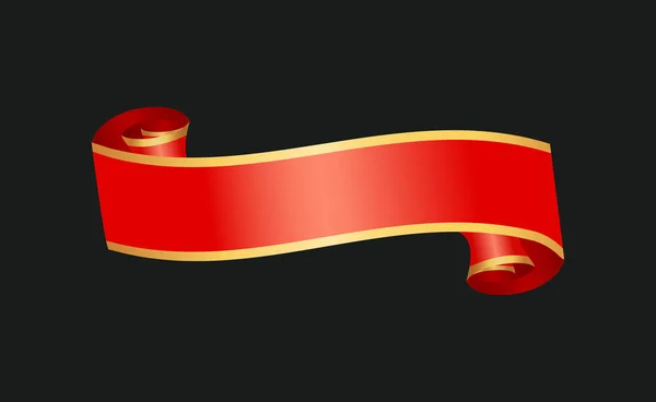装飾的な赤いリボン バナー分離ベクトル — ストックベクタ