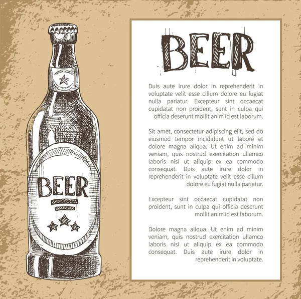 Vector botella de cerveza en tinta estilo dibujado a mano — Archivo Imágenes Vectoriales