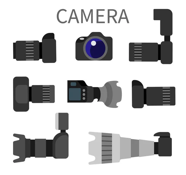 设置高分辨率动作相机, 可拆卸镜头 — 图库矢量图片