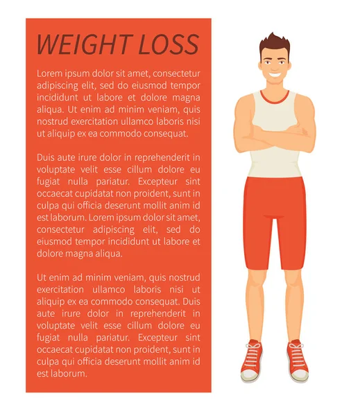 Gewichtsverlust Mann Poster Text Vektor Illustration — Stockvektor