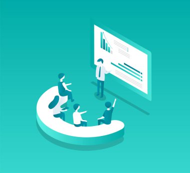 Blockchain seminer ekran vektör çizim