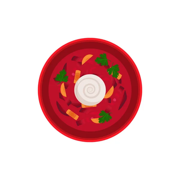 Borsch plato tradicional cuenco Vector ilustración — Archivo Imágenes Vectoriales