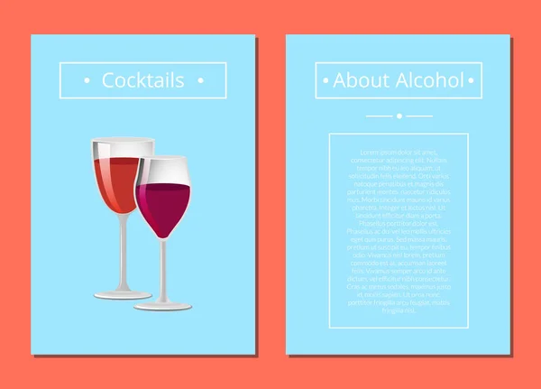 Cocktails À propos de l'alcool Affiches à deux verres — Image vectorielle