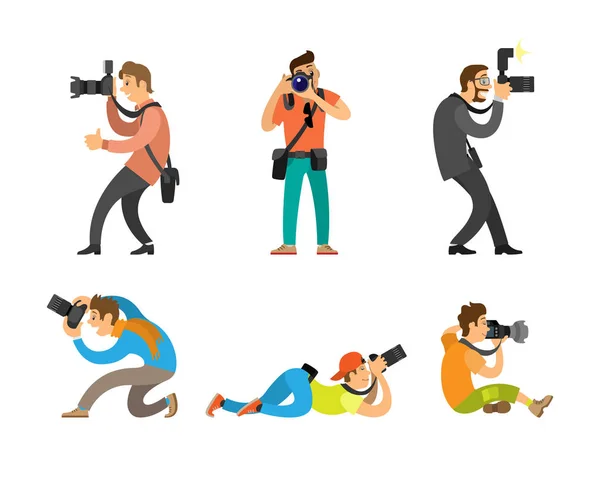 Photographes et Paparazzi avec Appareils Photo — Image vectorielle