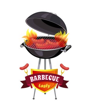Barbekü lezzetli mangal Set vektör çizim