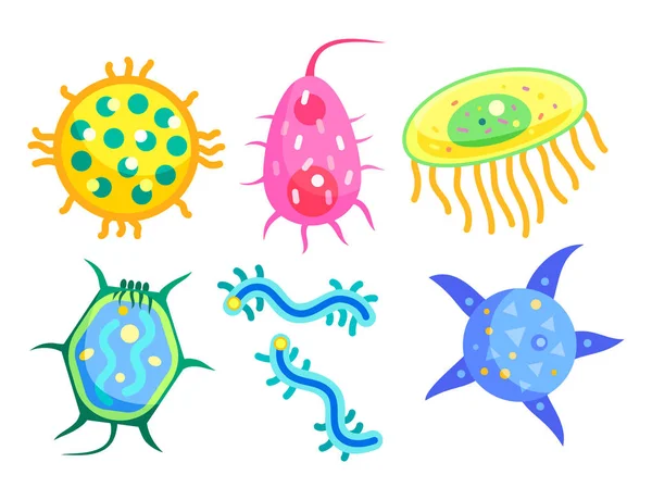 微生物学细菌卡通信息海报 — 图库矢量图片