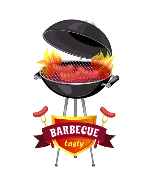 Barbecue välsmakande Brazier Set vektorillustration — Stock vektor