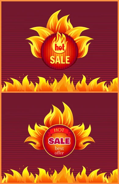 Meilleure offre Hot Sale Badge Promo Offre feu brûlant — Image vectorielle