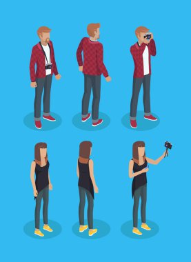 Fotoğrafçı gazeteci iş vektör çizim