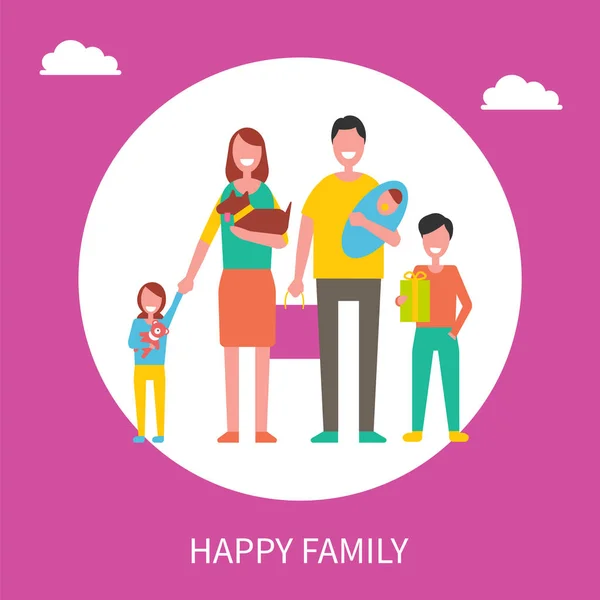 Happy Family uitgaven tijd samen Concept Vector — Stockvector