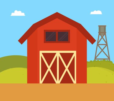 Çiftlik evi doğa manzara vektör çizim