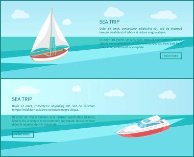 Sea Trip Web Poster Modern Yacht, Boat with Canvas clipart