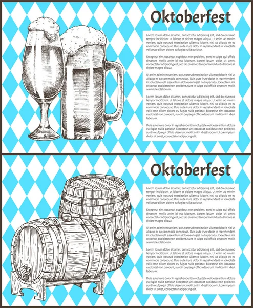 Oktoberfest sör ikonok beállítása kézzel rajzolt objektumok — Stock Vector