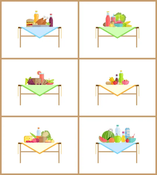 食物和饮料静物组成的照片 — 图库矢量图片