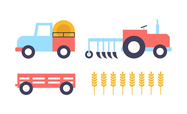 Farm Farming Equipment Trigo Vector Ilustração — Vetor de Stock