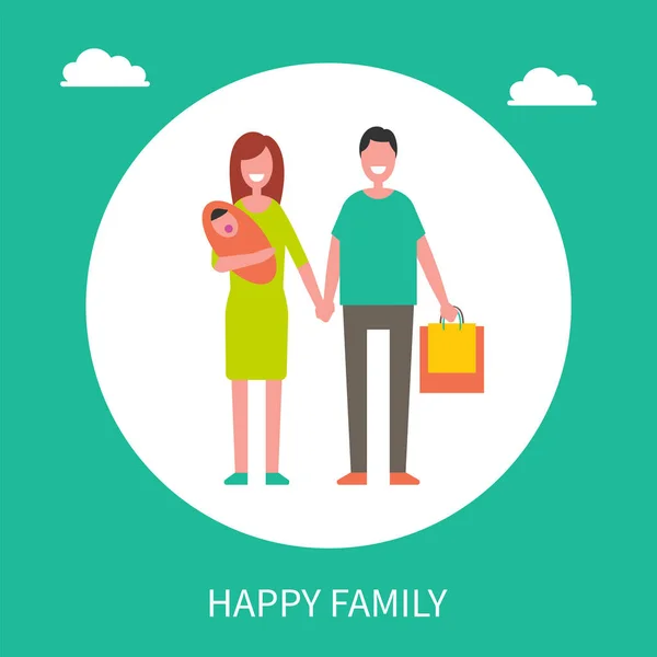 Ouders tevreden familie kind Vector Illustratie — Stockvector