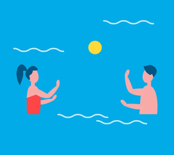 Gente jugando en polo acuático Vector Ilustración — Vector de stock