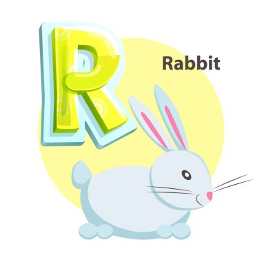 Çocuklar için tavşan karikatür alfabe için R harfi